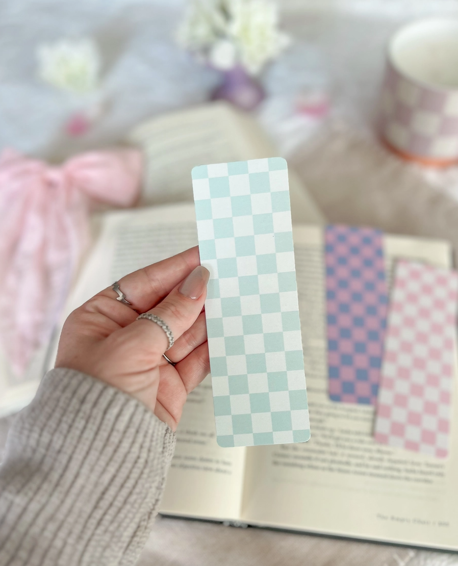 Aquamarine Checkered Bookmark